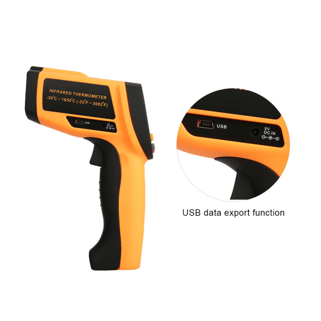 Industrial Digital IR thermometer GM1651 temperature measuring gun -50 to 1650 degree C with USB data export function