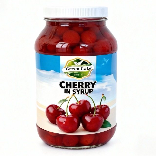 Cherry in syrup in jar