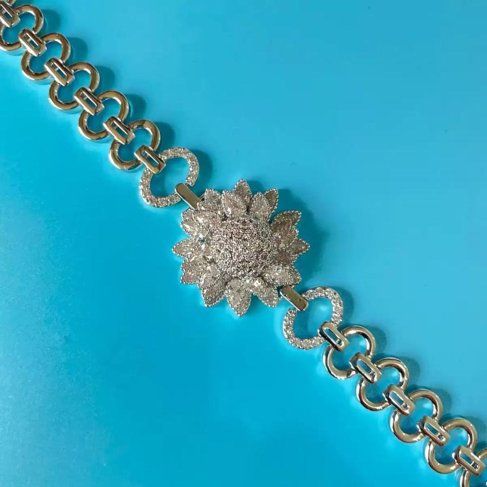 Bracelet - Heavy Industry White Zircon Sunflower Flower Hot Women's Hands-on Jewelry