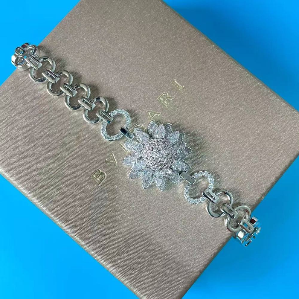 Bracelet - Heavy Industry White Zircon Sunflower Flower Hot Women's Hands-on Jewelry
