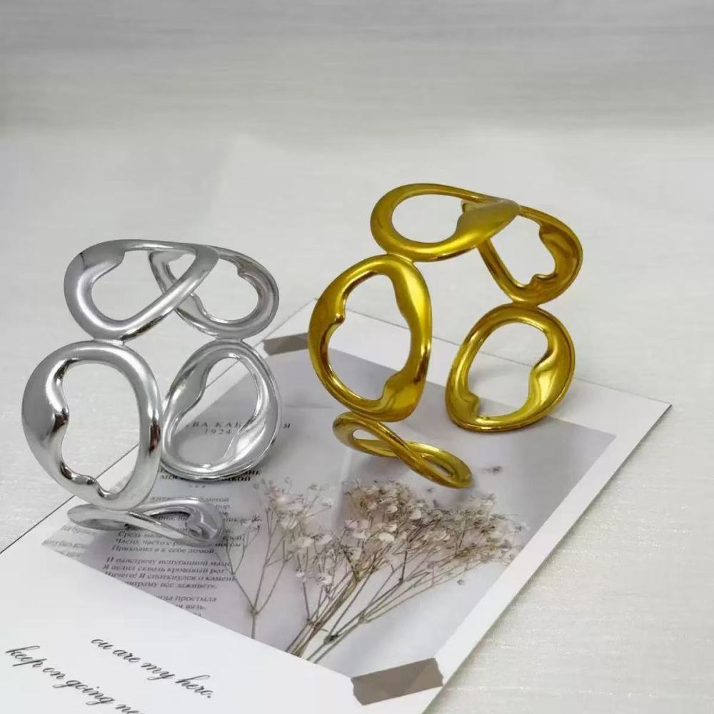 Bracelet - simple geometric light hollow minimalist irregular personality fashion high-end copper bracelet opening