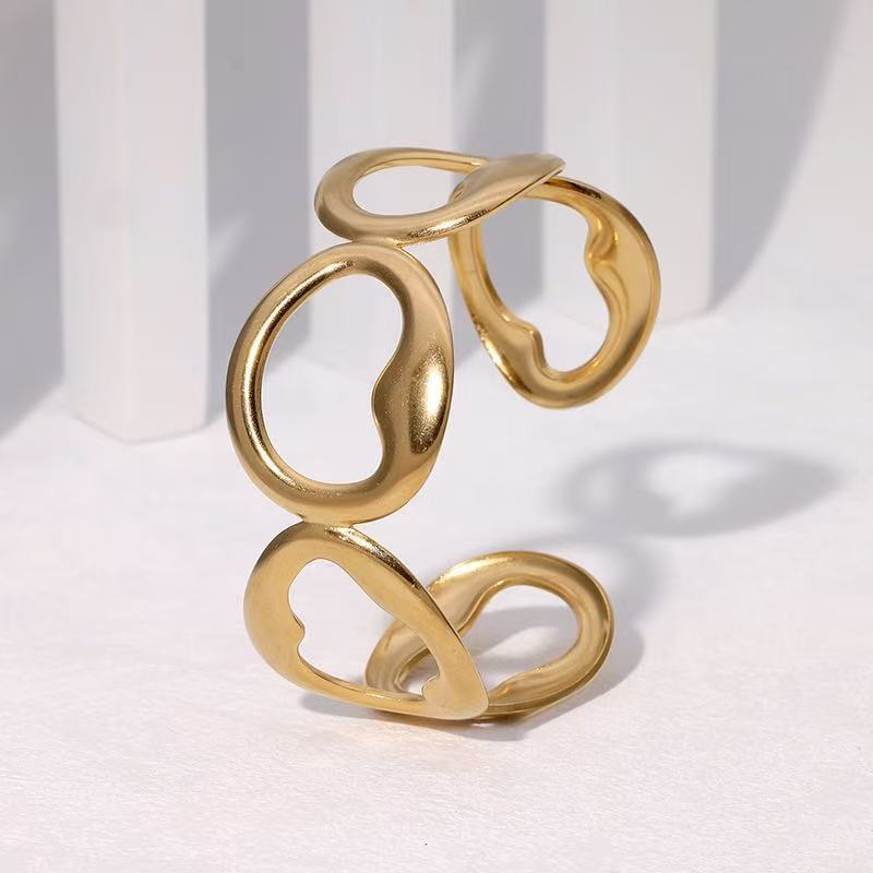 Bracelet - simple geometric light hollow minimalist irregular personality fashion high-end copper bracelet opening