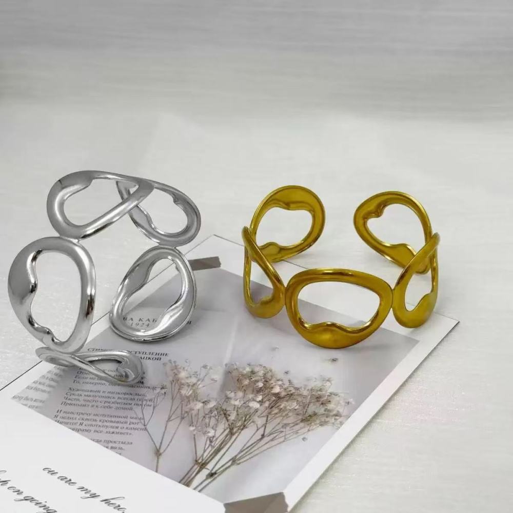 Bracelet - simple geometric light hollow minimalist irregular personality fashion high-end copper bracelet opening