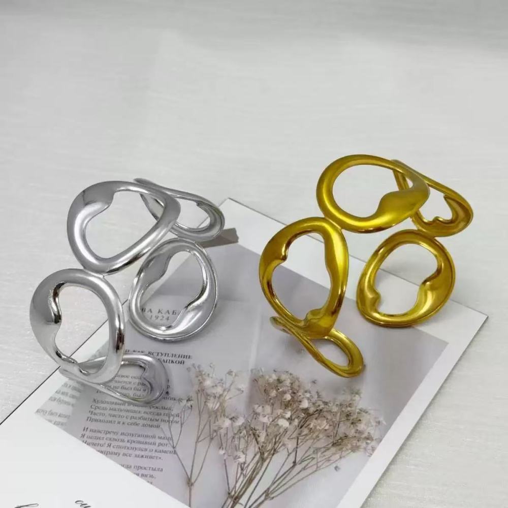 Bracelet - simple geometric light hollow minimalist irregular personality fashion high-end copper bracelet opening