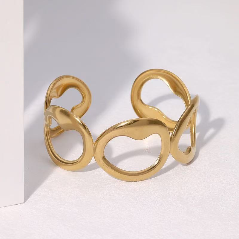 Bracelet - simple geometric light hollow minimalist irregular personality fashion high-end copper bracelet opening