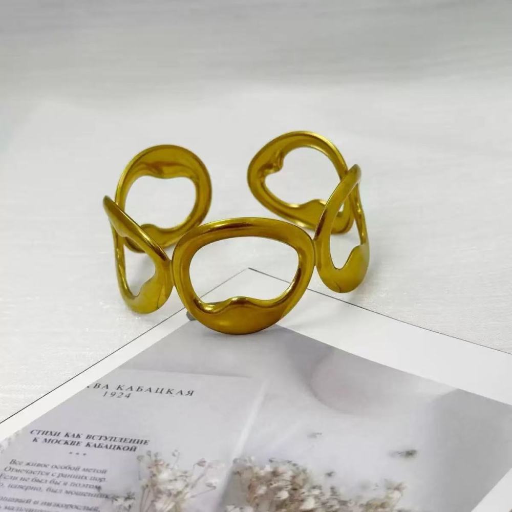 Bracelet - simple geometric light hollow minimalist irregular personality fashion high-end copper bracelet opening