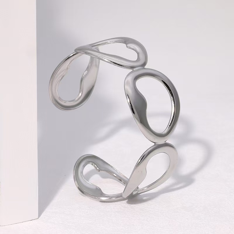 Bracelet - simple geometric light hollow minimalist irregular personality fashion high-end copper bracelet opening