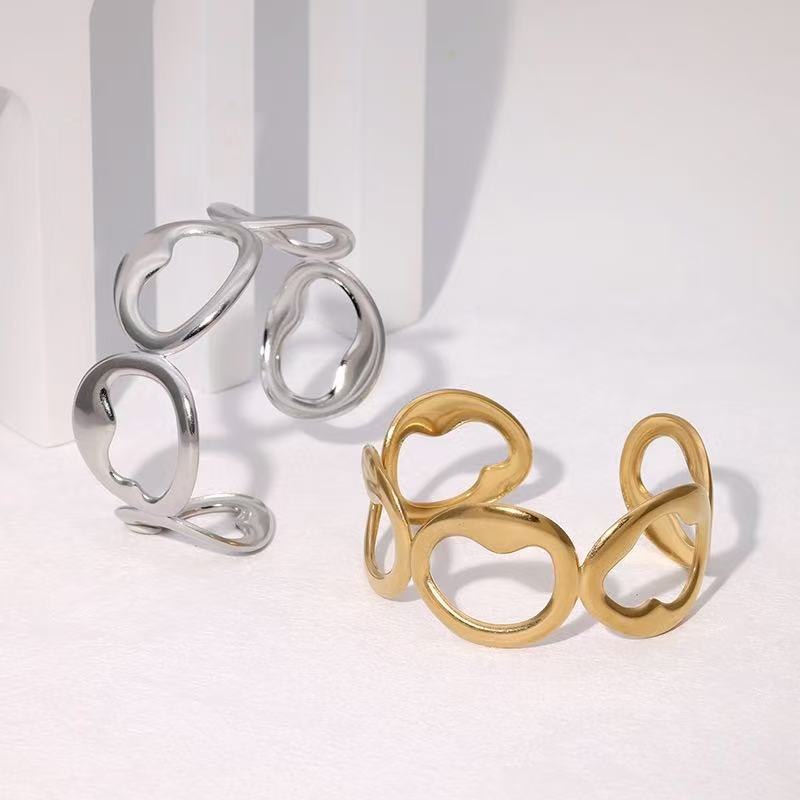 Bracelet - simple geometric light hollow minimalist irregular personality fashion high-end copper bracelet opening