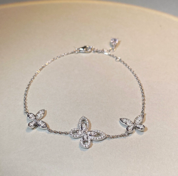 Bracelet-S925 sterling silver phantom butterfly bracelet female ins style simple and versatile