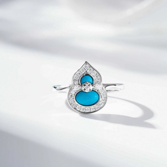 Bracelet-National Style Fulu Gourd S925 Silver Bracelet Turquoise Adjustable Silver Hand Jewelry Female