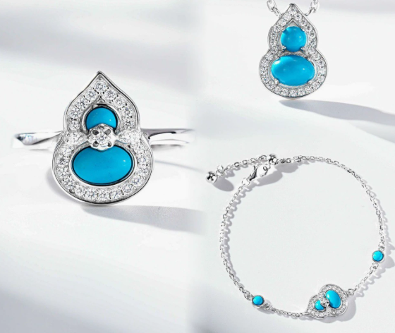 Bracelet-National Style Fulu Gourd S925 Silver Bracelet Turquoise Adjustable Silver Hand Jewelry Female