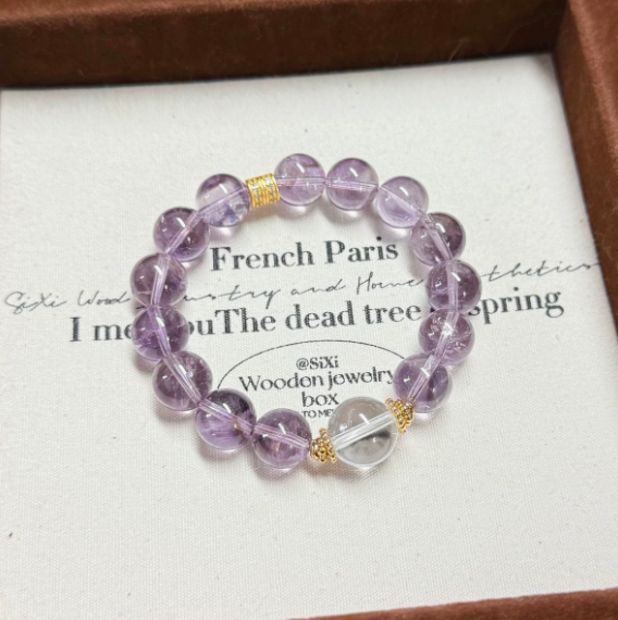 Bracelet - Crystal Energy Bracelet Brazilian Amethyst White Crystal Powder Crystal Purple Qi Donglai White Moonlight