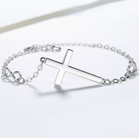 S925 sterling silver digital 8 character cross tassel necklace fashionable and simple women's collarbone chain necklace, bracelet