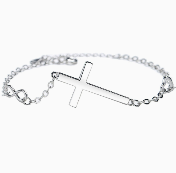 S925 sterling silver digital 8 character cross tassel necklace fashionable and simple women's collarbone chain necklace, bracelet