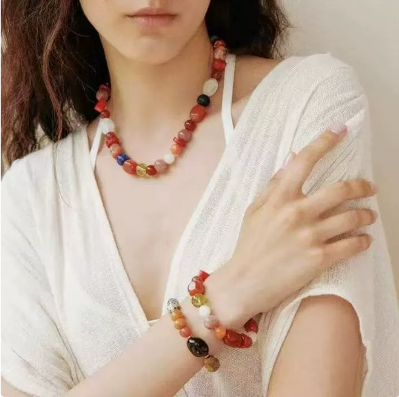 New romantic universe color beaded necklace niche design advanced collarbone chain temperament chain