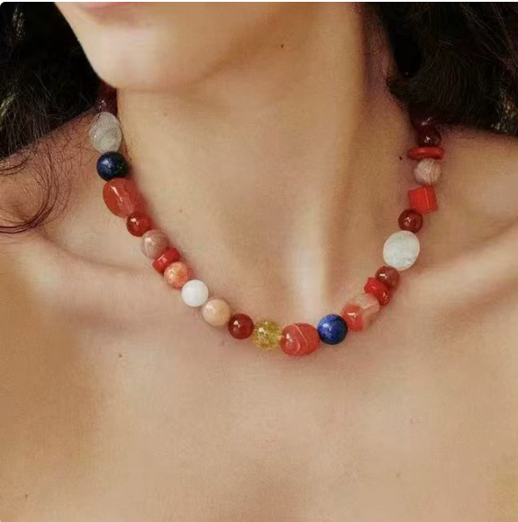 New romantic universe color beaded necklace niche design advanced collarbone chain temperament chain