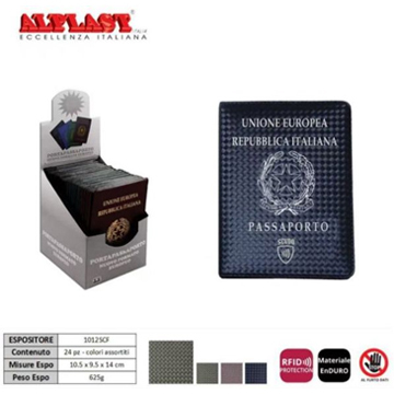 PORTA   PASSAPORTO    SCUDO  CARBON  CONF. 24 PZ