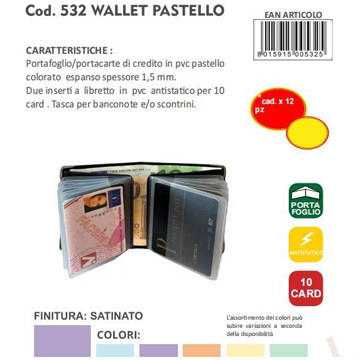 PORTAFOGLIO/PORTACARTE DI CREDITO IN PVC PER 10 CARD CONF. 12PZ