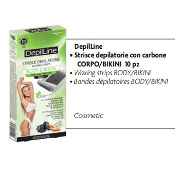 DEPILAZIONE Strisce Corpo con CARBONE 10 Pezzi  con Carbone + Camomilla