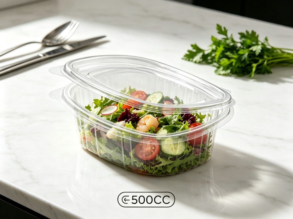 Vaschetta ovale in PET con coperchio 500 cc transparent - 50PZ