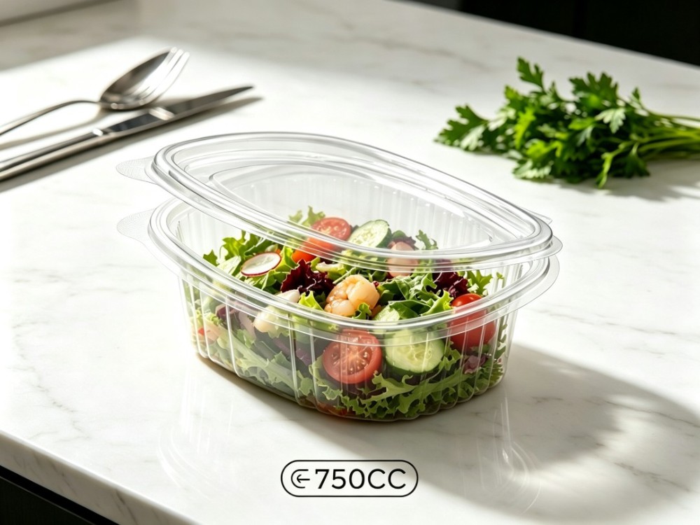 Vaschetta ovale in PET con coperchio 750 cc transparent - 50PZ