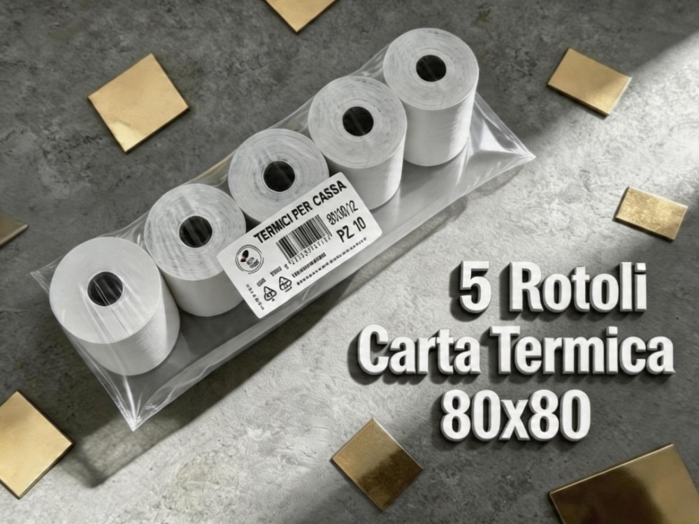 5 pz. Rotoli termici per registratori di cassa 80 mm x 80 m