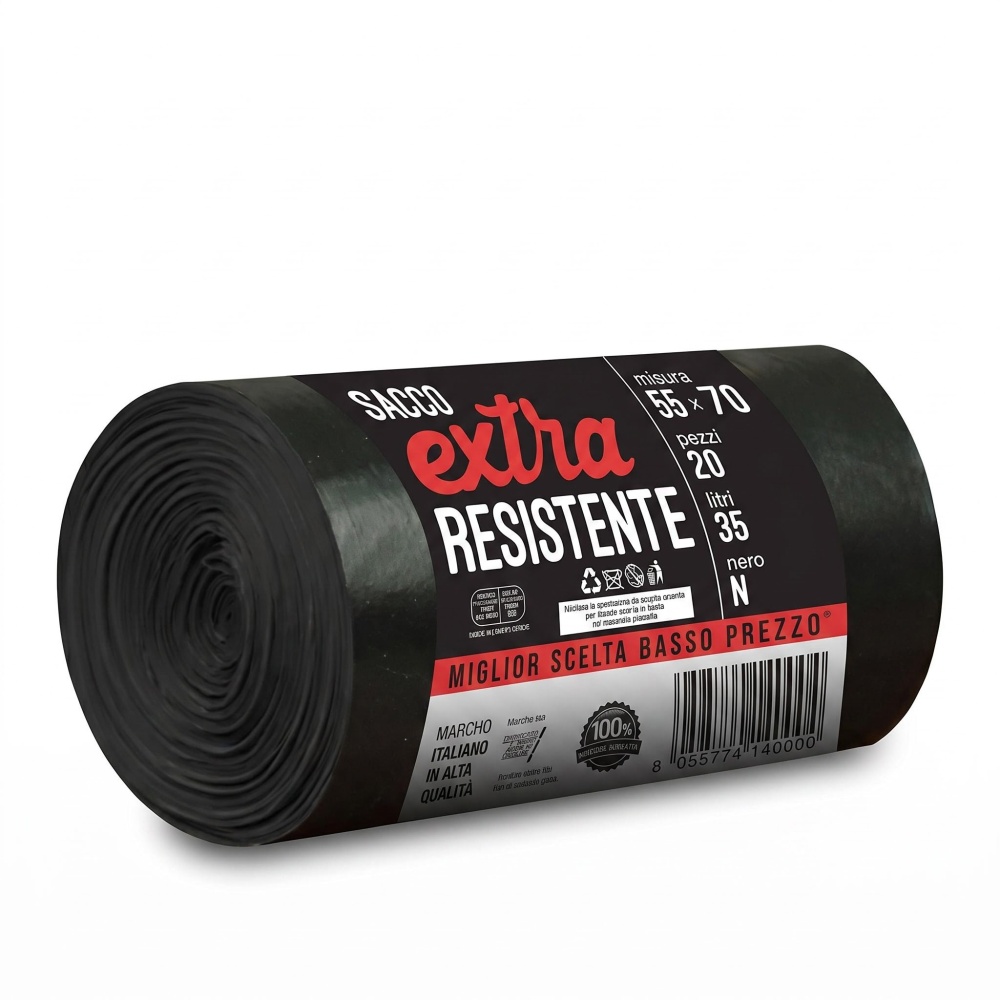 Sacco nero 55x70 20pz 35LT