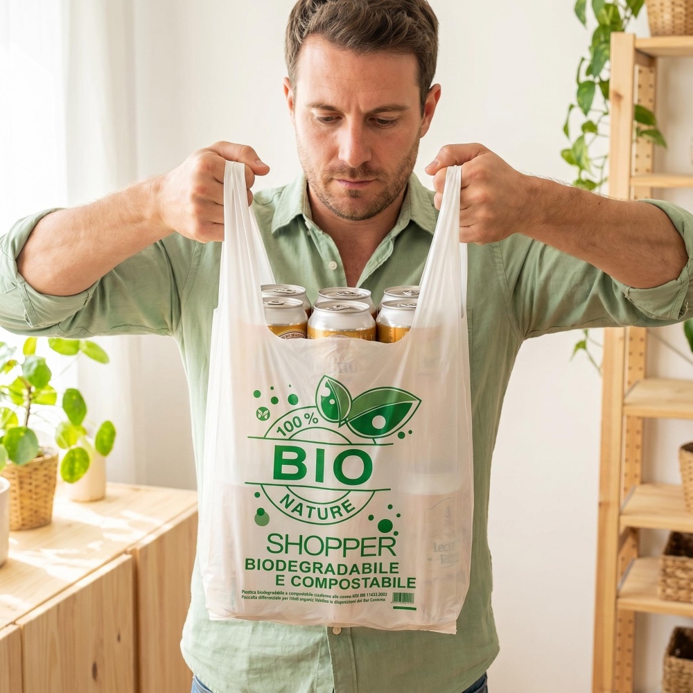 Buste shopper in bioplastica 20X40cm