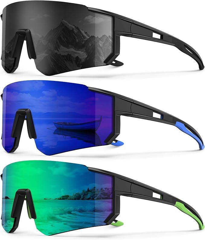 Polarized Sport Sunglasses-Men-Women Running-Sunglasses: Cycling Sun Glasses UV Protection Driving Fishing 3packs