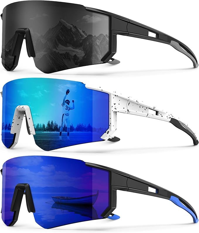 Polarized Sport Sunglasses-Men-Women Running-Sunglasses: Cycling Sun Glasses UV Protection Driving Fishing 3packs
