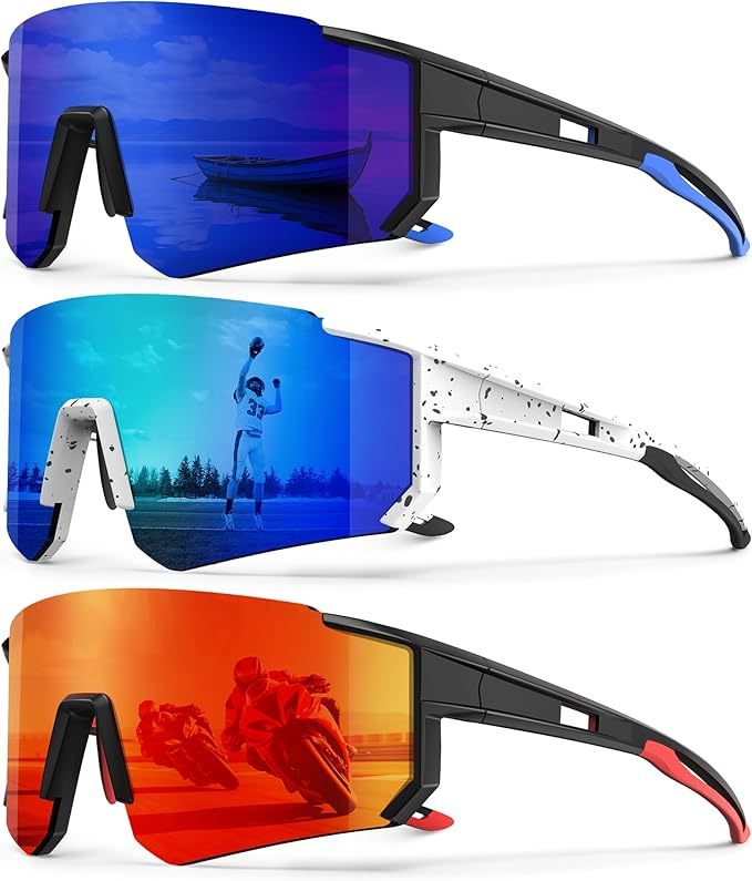 Polarized Sport Sunglasses-Men-Women Running-Sunglasses: Cycling Sun Glasses UV Protection Driving Fishing 3packs