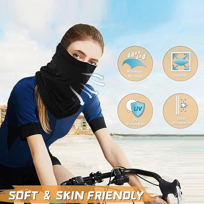 Neck Gaiter Bandana Face Mask: Sun Cooling Scarf Gator Cover Head for Men Women
