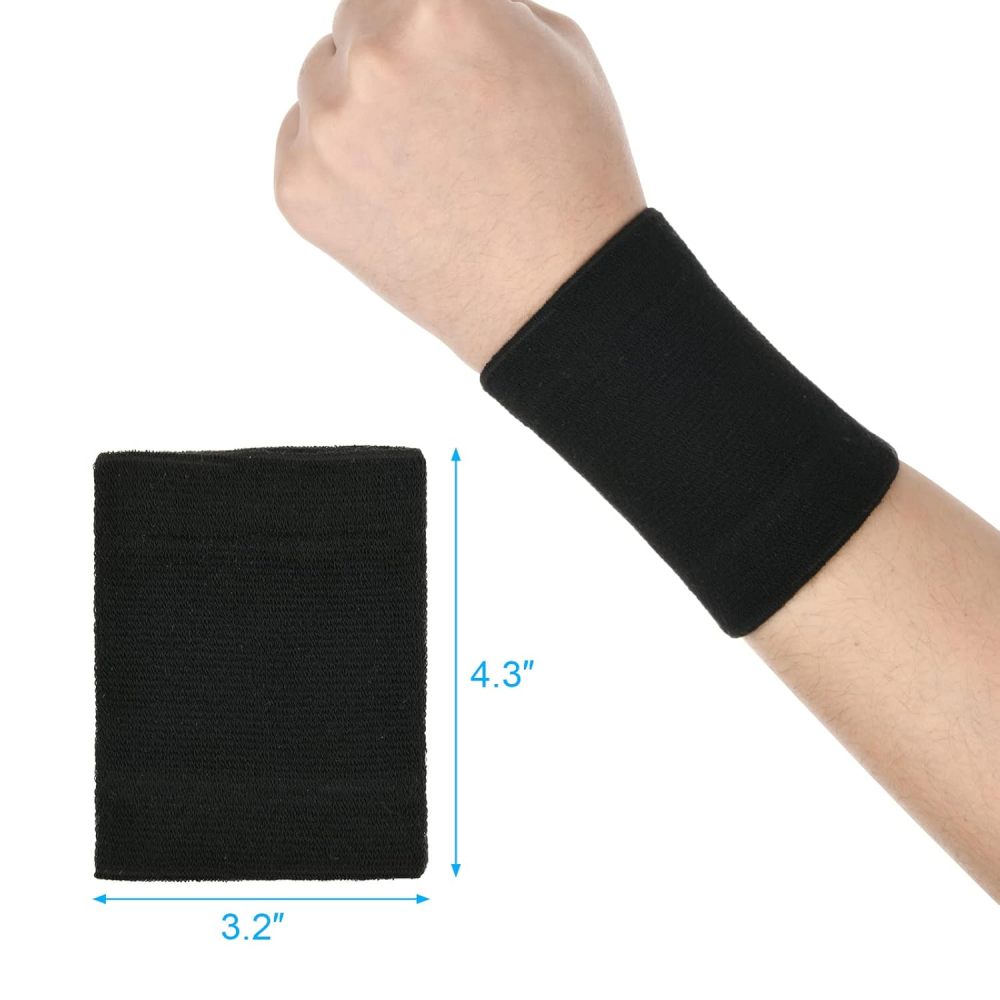 Tankye 1 Pair Compression Wrist Sleeve Nylon Brace Wraps Supports Elastic Wristbands for Wrist Protect Pain Relief in Typing Running Basketball Volleyball Golf Playing (Black)