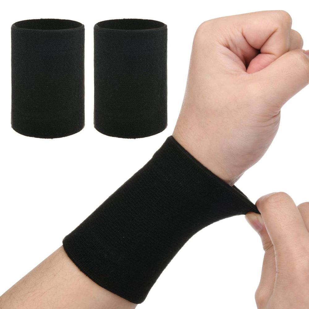 Tankye 1 Pair Compression Wrist Sleeve Nylon Brace Wraps Supports Elastic Wristbands for Wrist Protect Pain Relief in Typing Running Basketball Volleyball Golf Playing (Black)