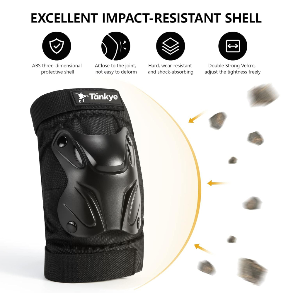 Skating Protective Gear Adult Knee and Elbow Pads Wrist Guards for Roller Skating Skateboarding, Skate Pads Adult Knee Pads for Men Women Black