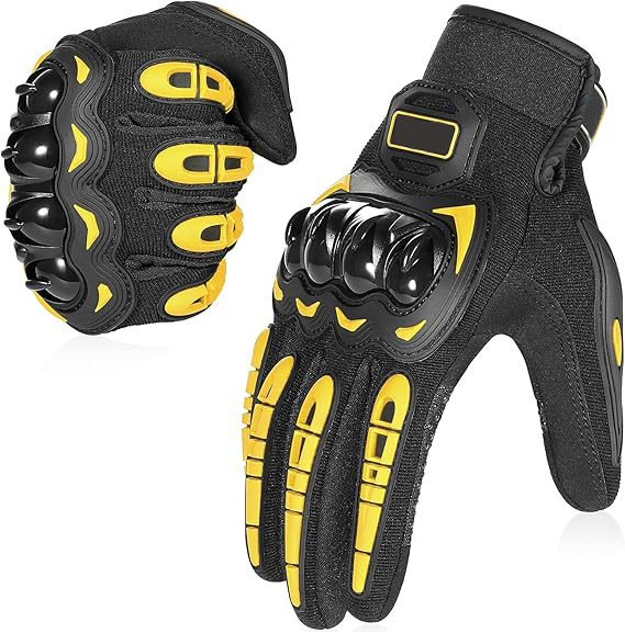 Tankye Motorcycle Gloves Breathable, Touchscreen Motorbike Gloves Anti-Slip with Good Grip Hard Knuckles Protection for Men Women Motocross, BMX ATV MTB Cycling, Road Racing - Yellow M