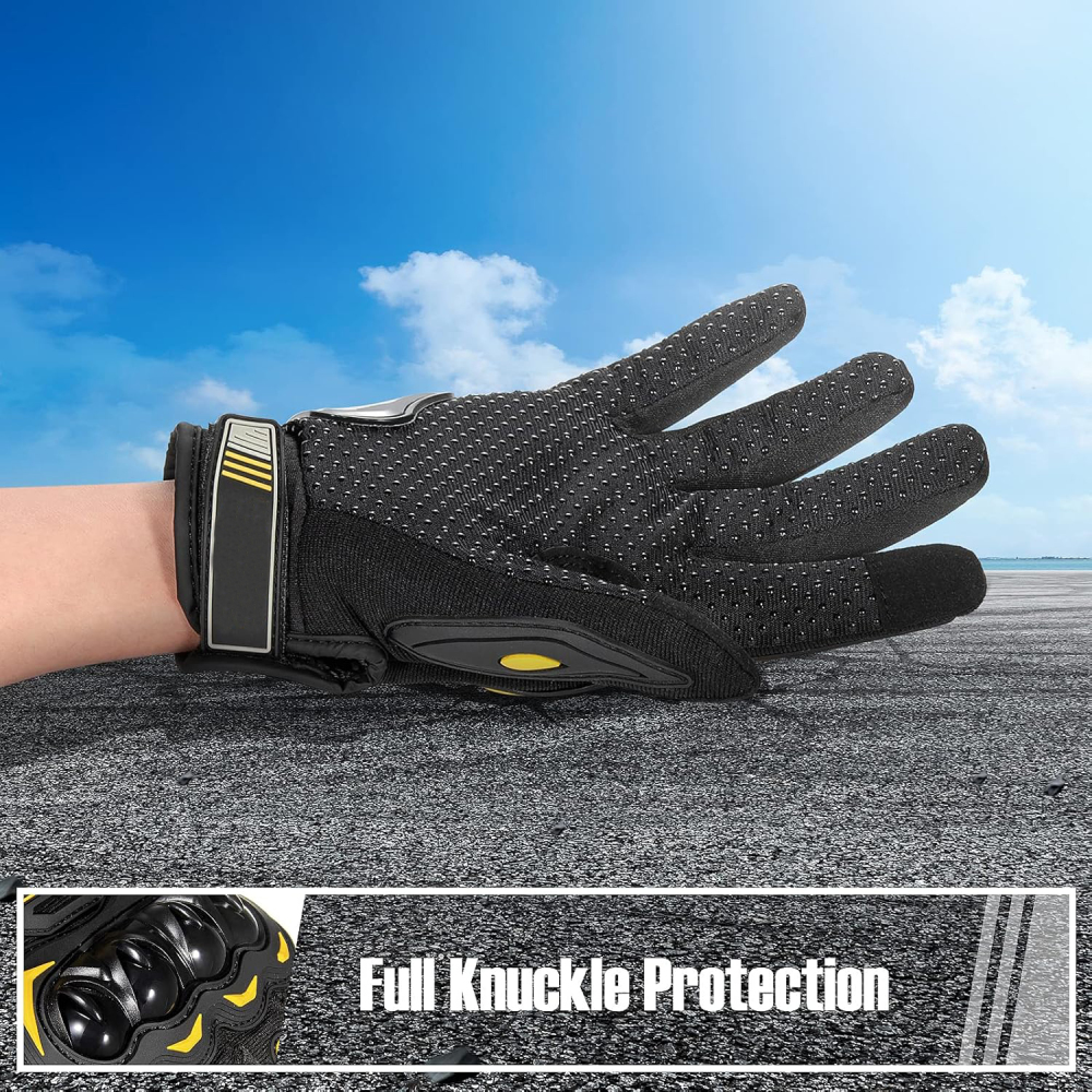 Tankye Motorcycle Gloves Breathable, Touchscreen Motorbike Gloves Anti-Slip with Good Grip Hard Knuckles Protection for Men Women Motocross, BMX ATV MTB Cycling, Road Racing - Yellow M