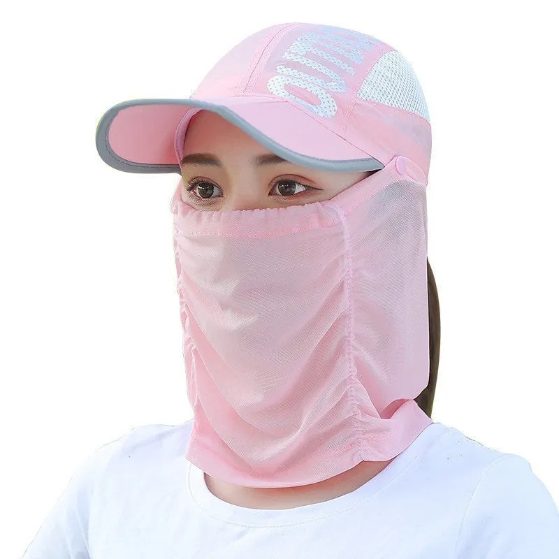 TANKYE Sunscreen Hat Women's Summer UV Sunscreen Hat Outdoor Cycling Face Covering Baseball Folding Face Mask Thin Sunscreen Hat