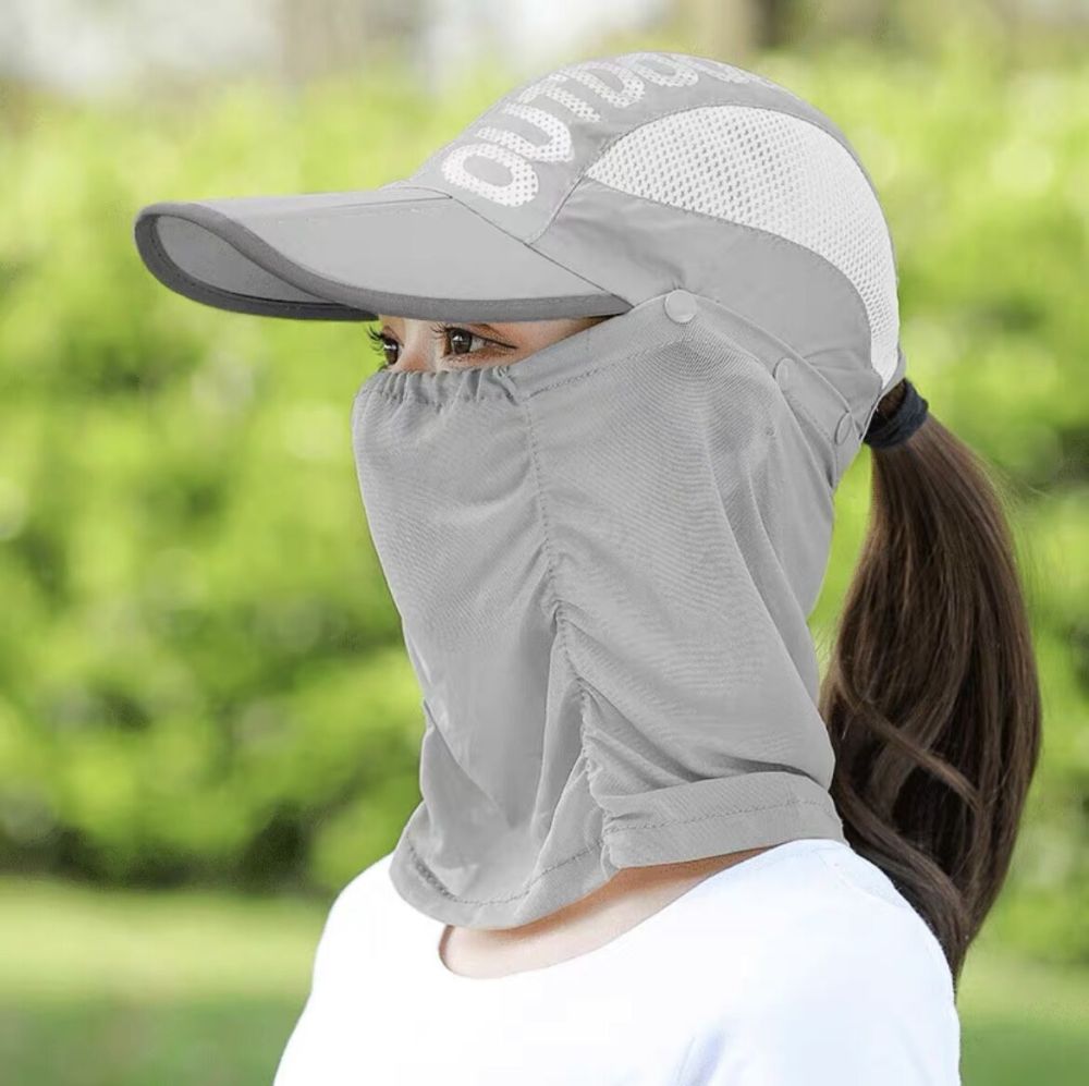 TANKYE Sunscreen Hat Women's Summer UV Sunscreen Hat Outdoor Cycling Face Covering Baseball Folding Face Mask Thin Sunscreen Hat