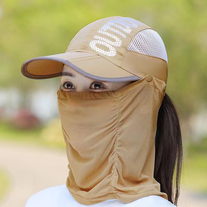 TANKYE Sunscreen Hat Women's Summer UV Sunscreen Hat Outdoor Cycling Face Covering Baseball Folding Face Mask Thin Sunscreen Hat
