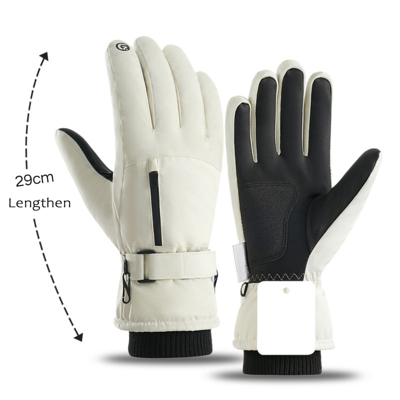 Winter skiing gloves for men, thick, cold resistant, anti slip, anti splash touch screen, extended, warm riding skiing gloves