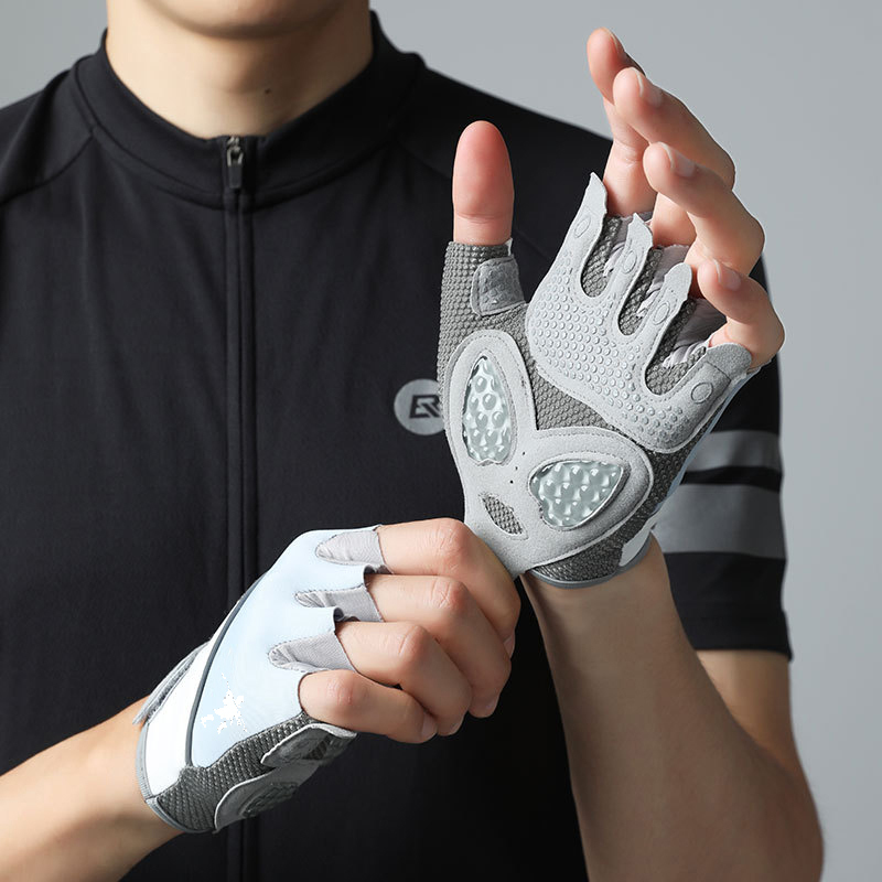 Fitness cycling gloves, outdoor sports training, golf, silicone anti slip, wear-resistant, ice silk, breathable, half finger, men's and women's styles