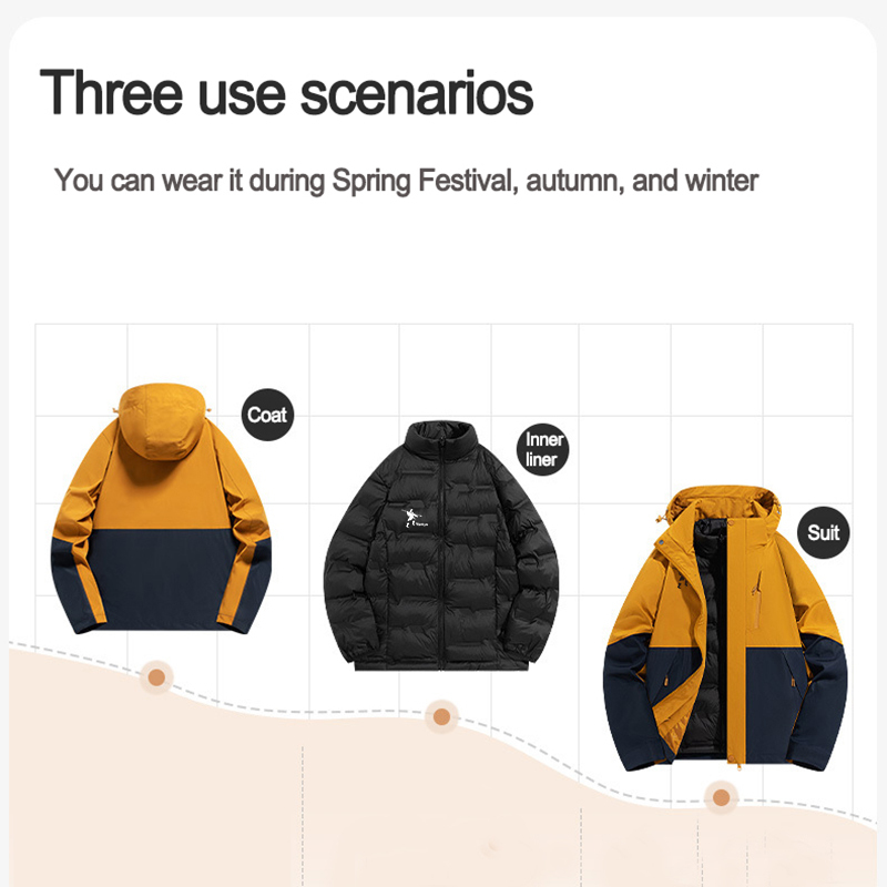 TANKYE outdoor jacket with fleece jacket, assault suit, three in one detachable waterproof and windproof travel suit