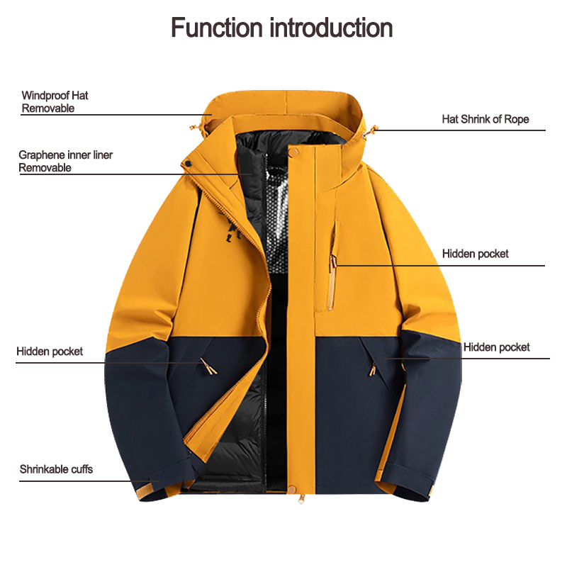 TANKYE outdoor jacket with fleece jacket, assault suit, three in one detachable waterproof and windproof travel suit