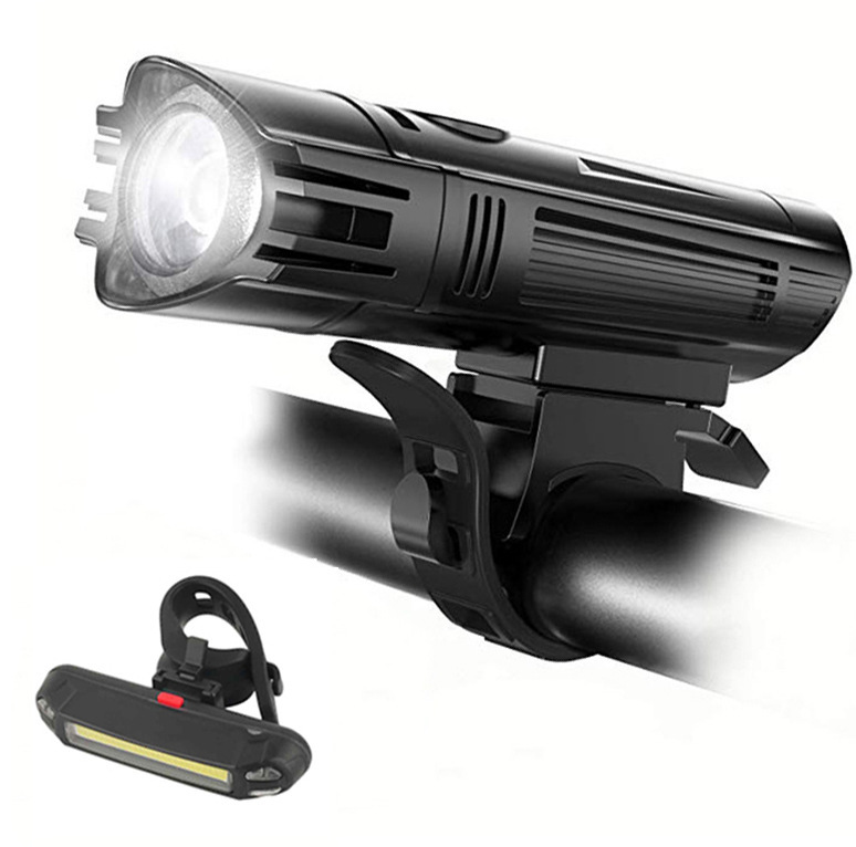 TANKYE Ultra Bright USB Rechargeable Bike Light Set, Powerful Bicycle Front Headlight and Back Taillight, 4 Light Modes, Easy to Install for Men Women Kids Road Mountain Cycling Black
