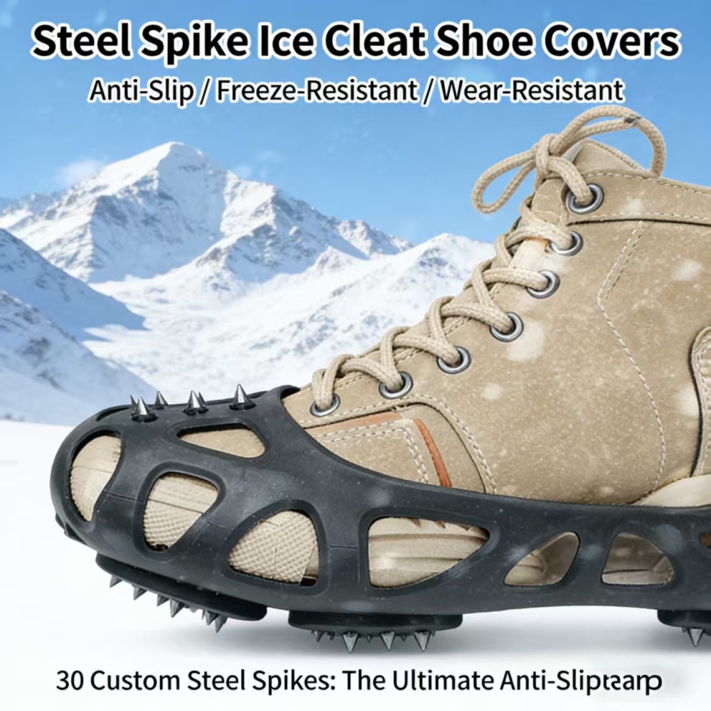 TANKYE 30-Tooth Crampons! Anti-Slip Stainless Steel Boot Covers for Hiking Climbing | No More Slips!