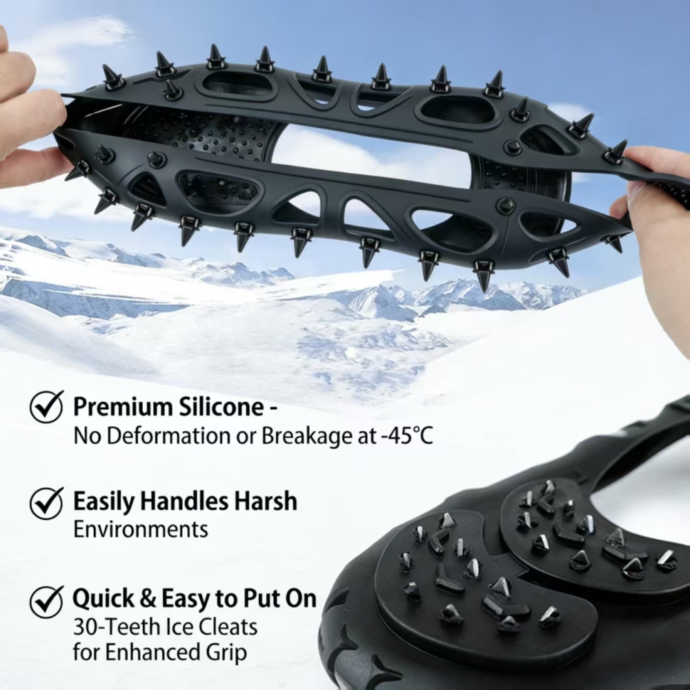 TANKYE 30-Tooth Crampons! Anti-Slip Stainless Steel Boot Covers for Hiking Climbing | No More Slips!