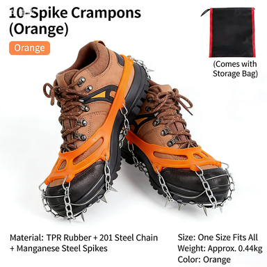 Tankye Outdoor 10-tooth ice crampon anti-slip shoe cover with bottom nail chain, suitable for both men and women, for outdoor snowy and icy areas, anti-slip ice crampons