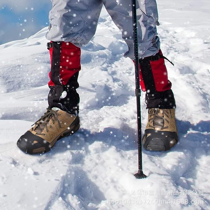 Tankye  Ice crampons anti-slip shoe covers shoe sole gadget for snowy terrain ice grip lightweight shoes with spikes, chain laces, for hiking, ten teeth, winter outdoor use