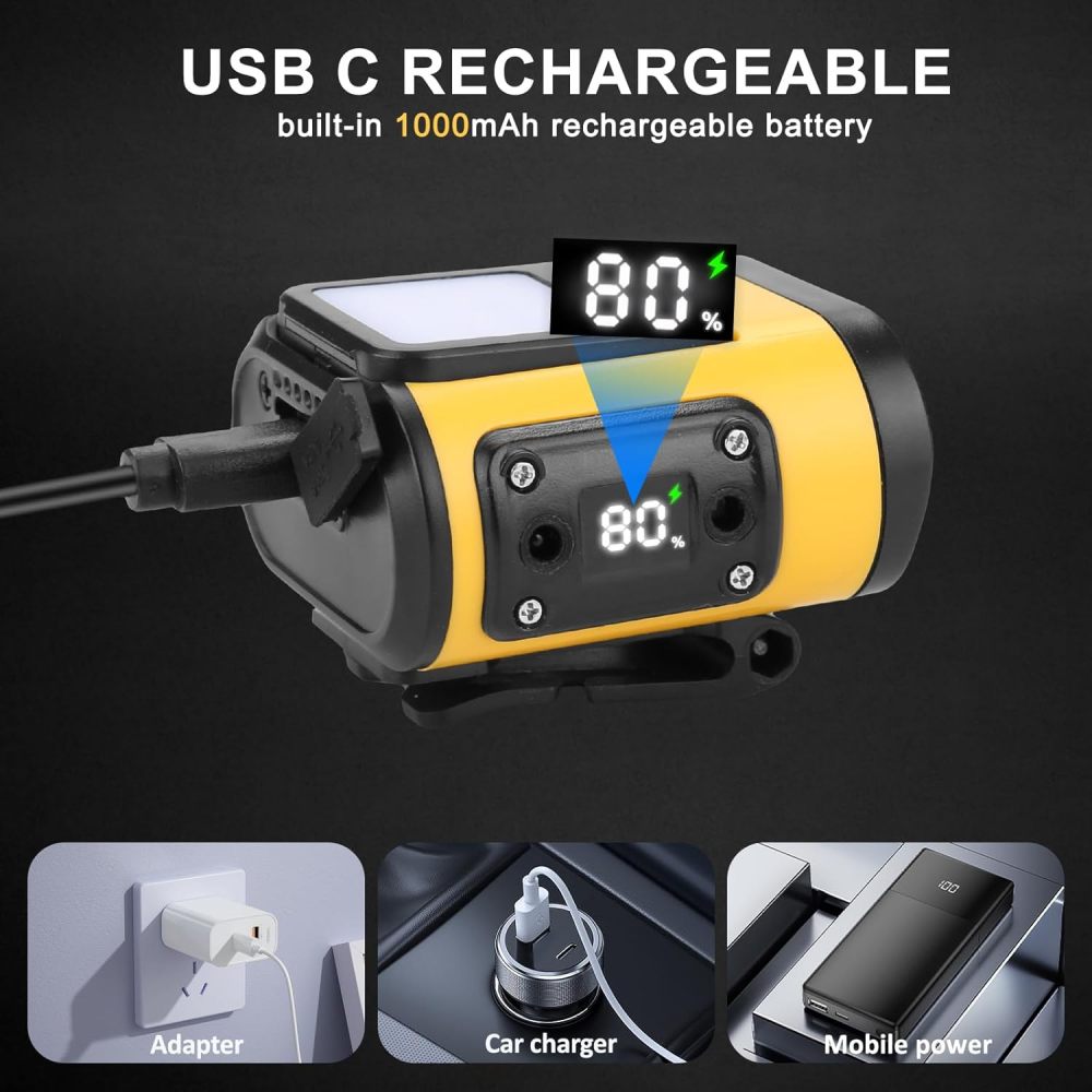 Rechargeable LED Induction Headlamp Waterproof Dual Light Source Head Mounted Flashlight Portable Outdoor Camping Fishing Running Super Bright Head Light